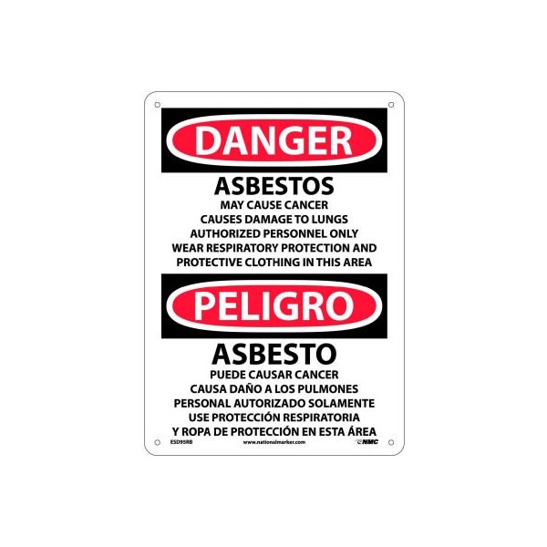 Bilingual Plastic Sign - Danger Asbestos Cancer And Lung Disease Hazard